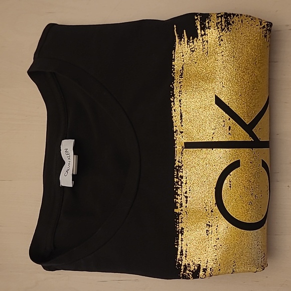 NWOT Calvin Klein T-shirt Gold Graffic Print Mini Dress - Picture 9 of 9